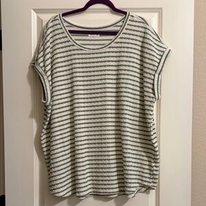 Maurices Casual Green and White Striped Tee